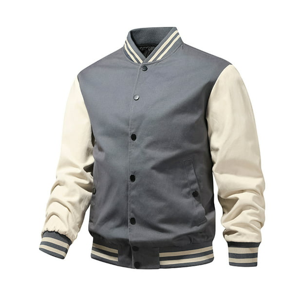 Summer Men's Slim Fit Baseball Jacket Stand collar Outdoor Single Breasted New D 